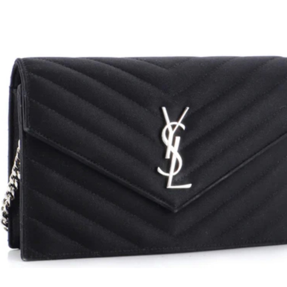 Yves Saint Laurent Black Chevron Clutch